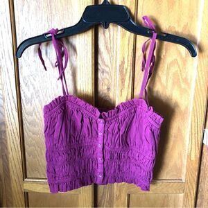 Anthropologie Magenta Ruched Crop Top